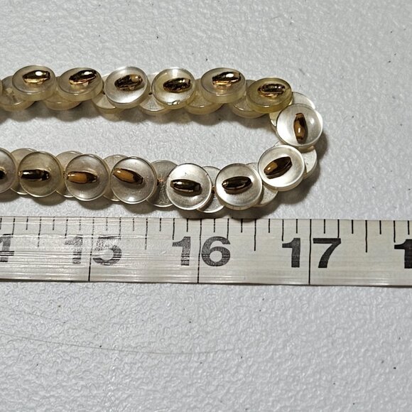 Vintage Handmade White Gold Button Bead Necklace Statement Fashion Jewelry Women - Picture 4 of 4